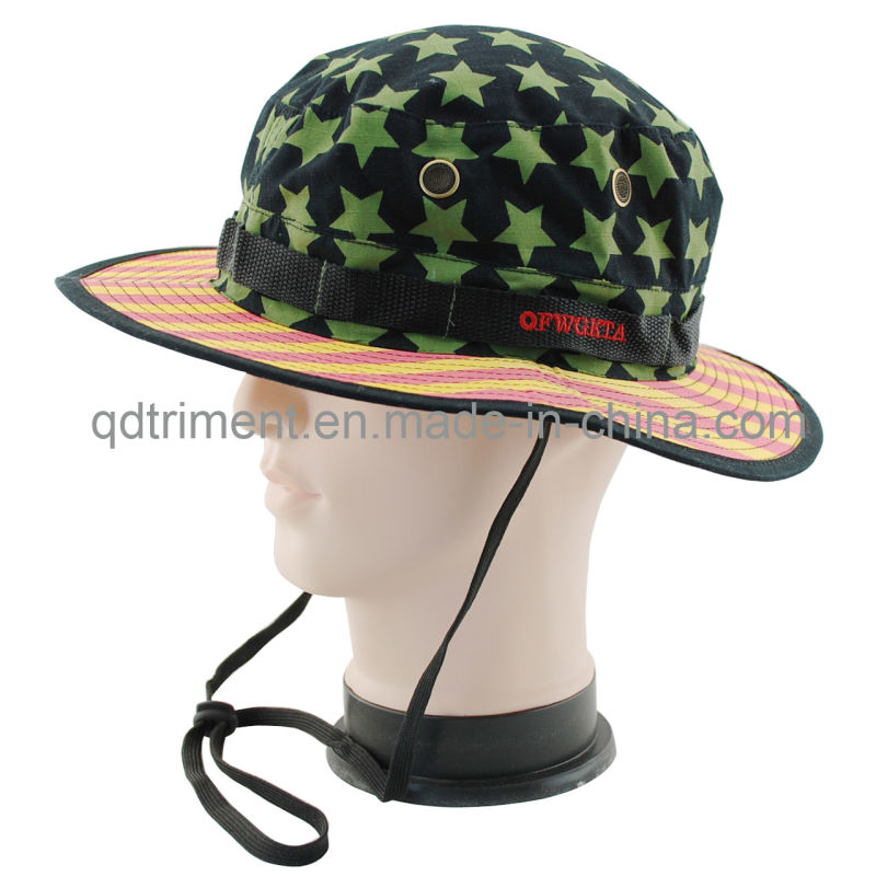 Top Quality Washed Print Embroidery Fishing Bucket Hat (TMBH9446)