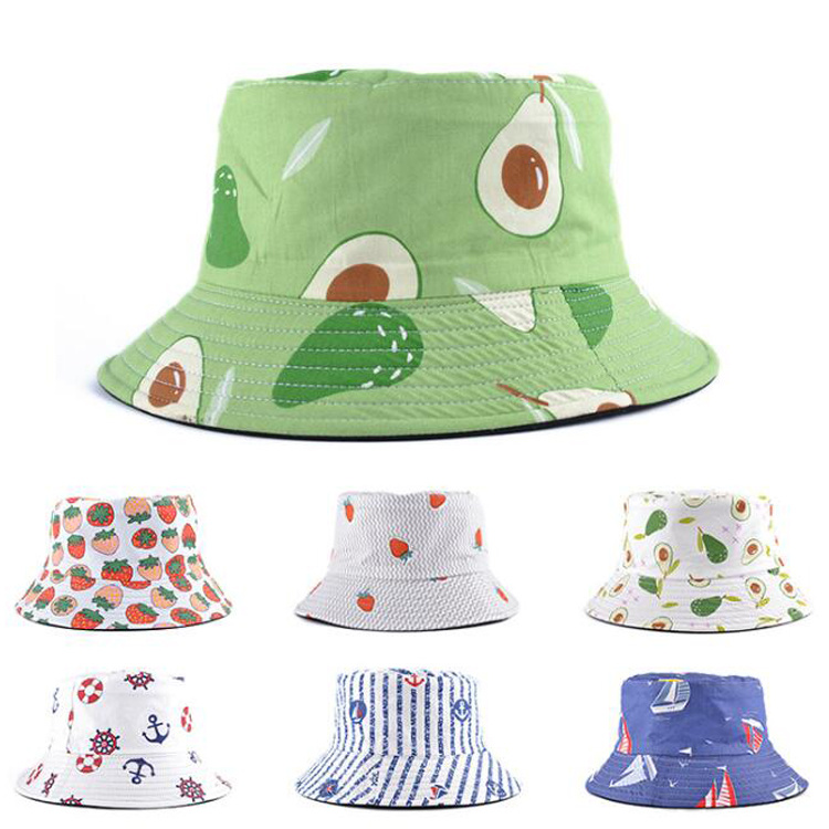 Reversible Funny Print Summer Cotton Bucket Hats