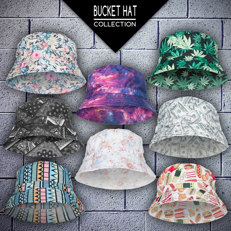 Summer Men's and Women's Bucket Hat Fashion Cotton Double-Sided Hat Folding Sun Beach Fisherman Hat