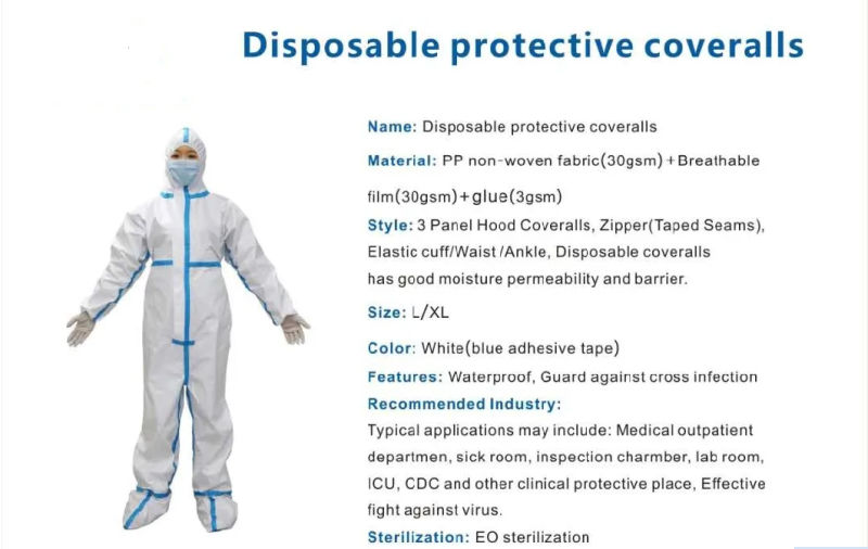 Sterilizing Medical Protective Coverall Disposable Protective Coverall in Stock