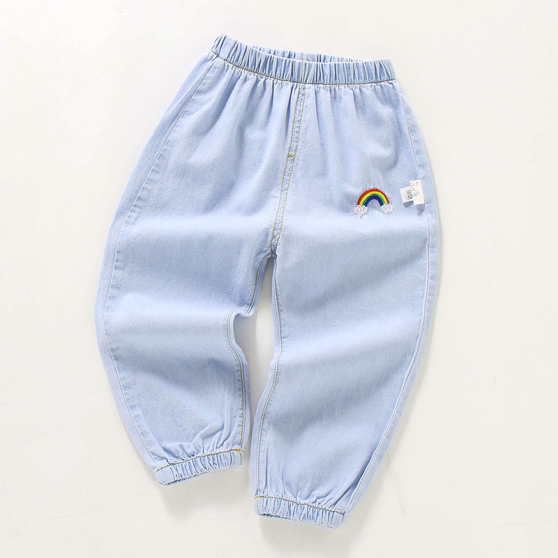 Denim Mosquito Pants Summer Kids 2020 New Korean Boy Jeans Embroidered Girls Lightweight