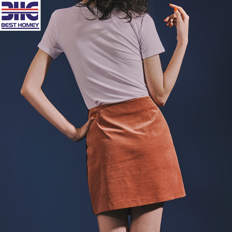 Ladies Corduroy Pink Red Patched Skirt