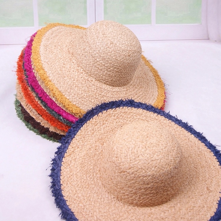 Sombreros Wholesale Custom Ladies Wide Brim Cap Hat Summer Sun Beach Straw Hats