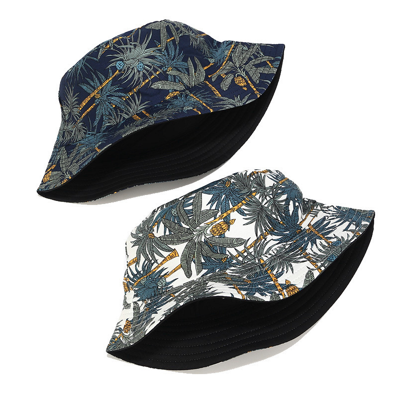 Unisex Fashion Musa Basjoo Tree Prints Bucket Hat Japanese Fiber Banana Tree Reversible Hat Street Foldable Hat