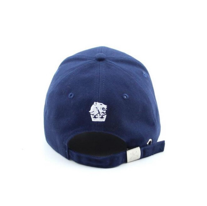 Deep Blue Cotton Embroidered Baseball Cap with Metal Tail Buckle