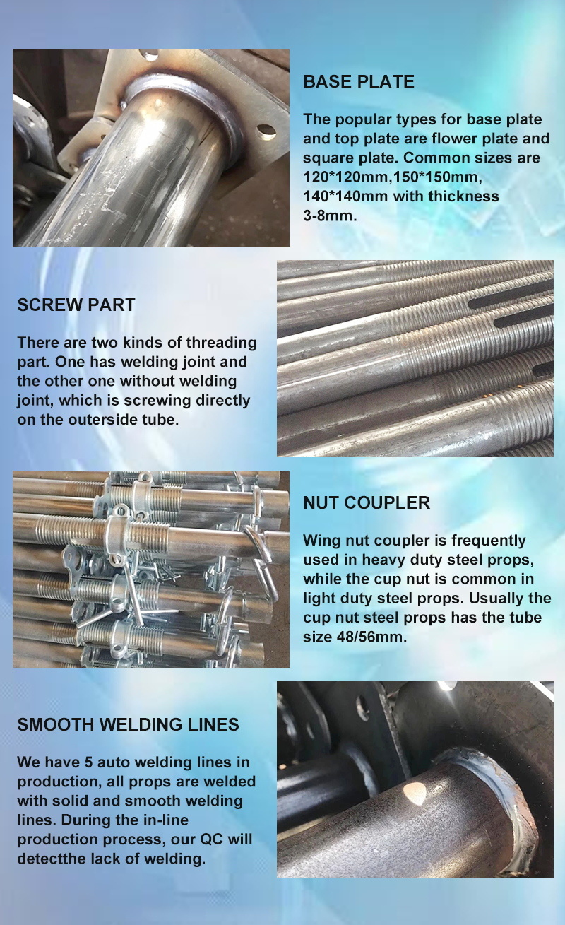 Experienced Construction Building Material Shoring Prop Support Metal Steel Prop