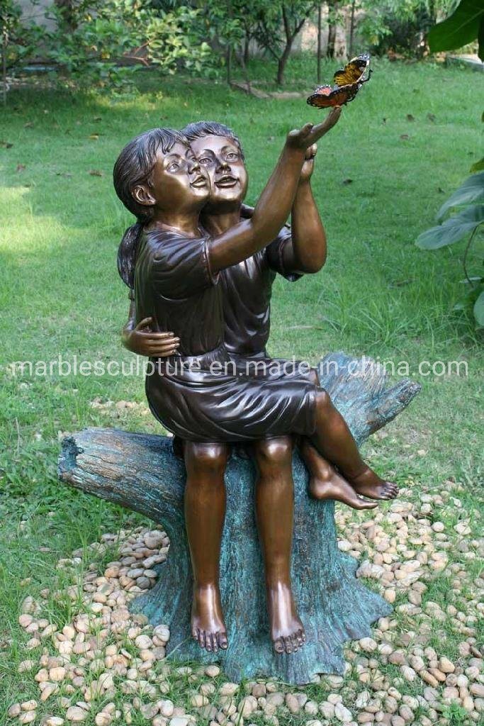Two Kids Statue Sculpture Bronze for Outdoor Decoration (B030)