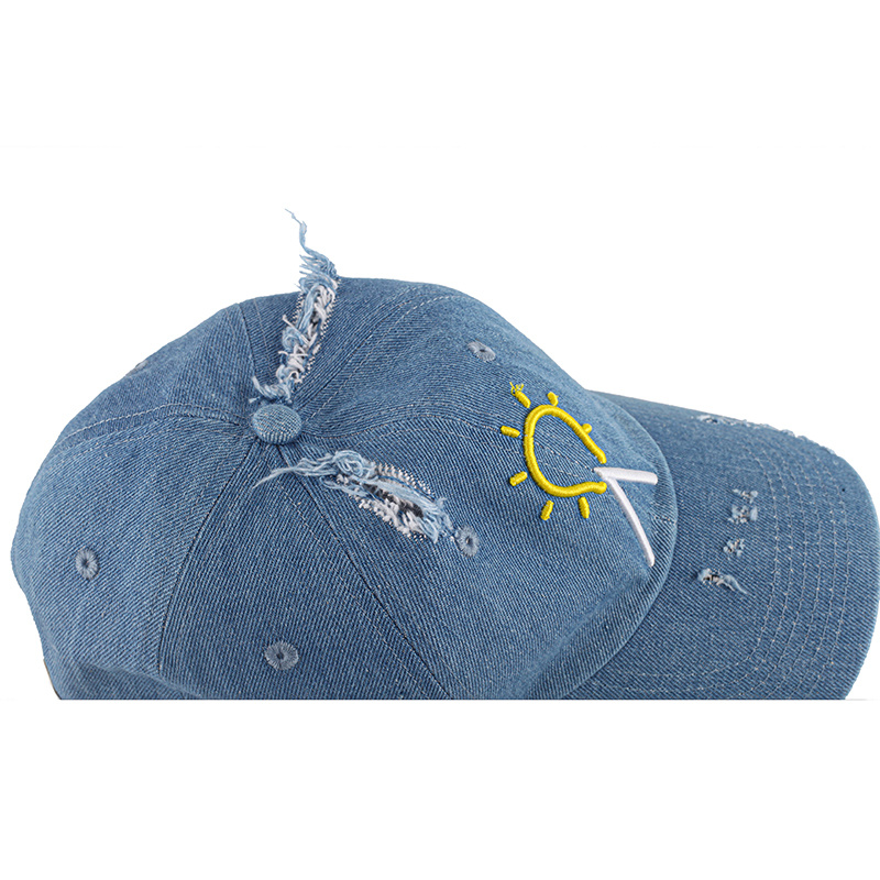 Custom Distressed Dad Hat, Denim Baseball Hat, 6 Panel Dad Hat, Embroidery Logo Hat Cap