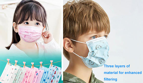 3D Cartoon Children & Kids 4 Ply Disposable Antibacterial Nonwoven Face Mask