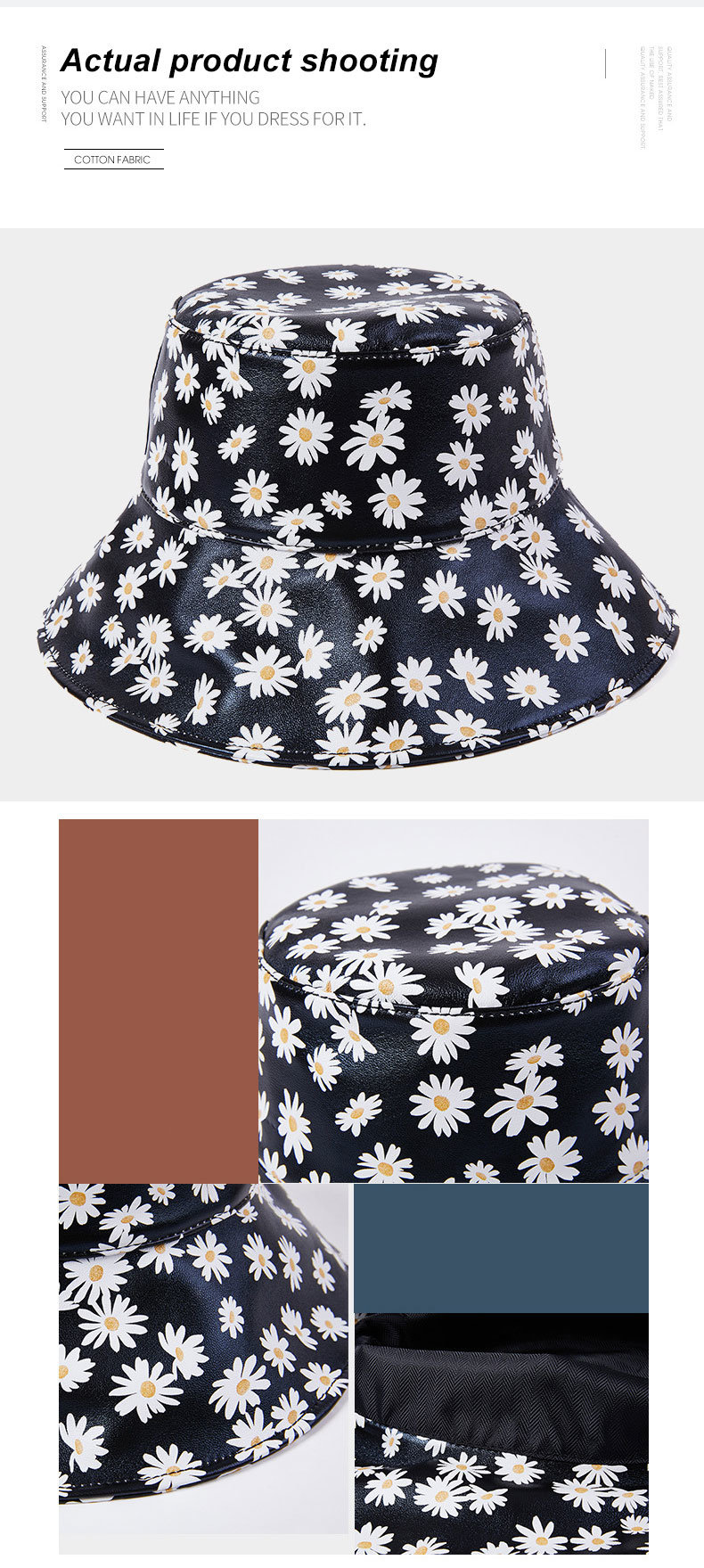 Spring Autumn Sheepskin Hat Small Chrysanthemum Leather Basin Hat Sheepskin Fisherman Hat Casual Korean Men Women Bucket Cap