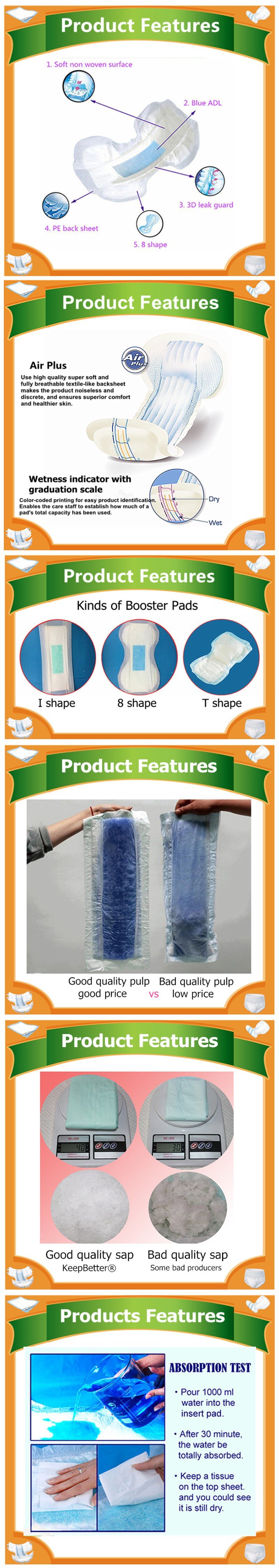 Disposable Adult Diaper Insert Pad with Leak-Guard I Shape Booster Insert Pad