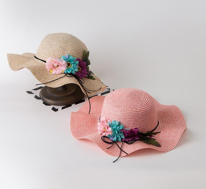 Summer Hat Beach Cap with Foldable Wavy Edge Sun Protection Hat Straw Hat