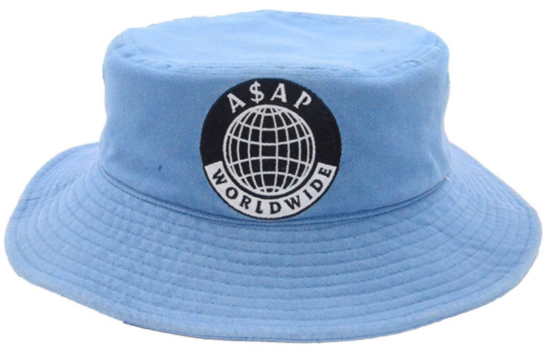 Good Quality Heavy Brushed Cotton Twill Customized Embroidery Blue Fishing Bucket Hat
