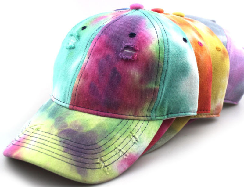 6 Panel Cotton Vintage Stone Washed Distressed Two Colours Printed Baseball Cap