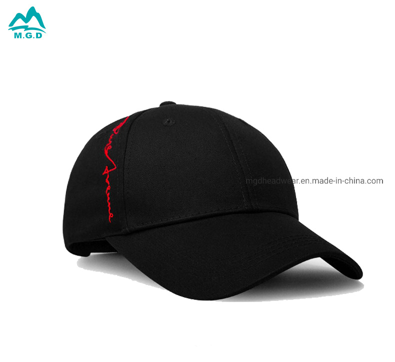 Lower Price Embroidered Logo 6 Panel 100% Cotton Hat Black Baseball Cap Men