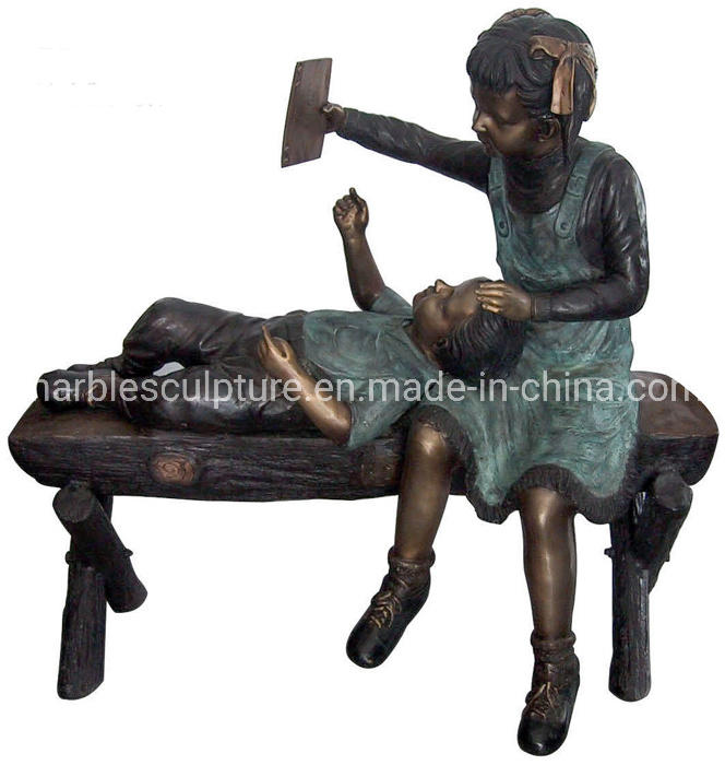 Two Kids Statue Sculpture Bronze for Outdoor Decoration (B030)