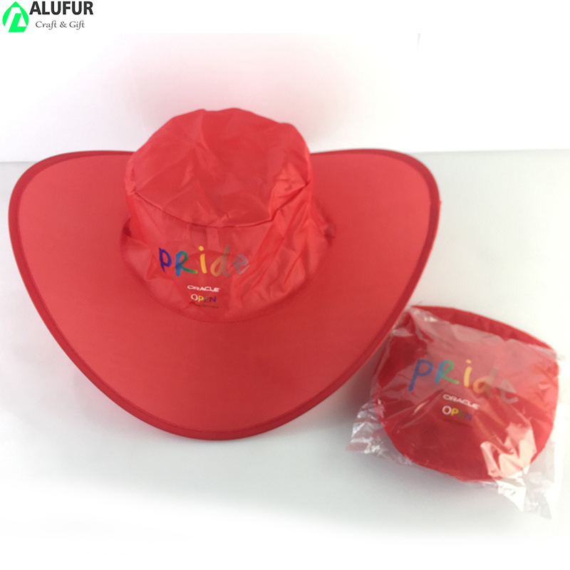 Folding Cap Hat with Pouch Custom Made Polyester Foldable Cowboy Hat