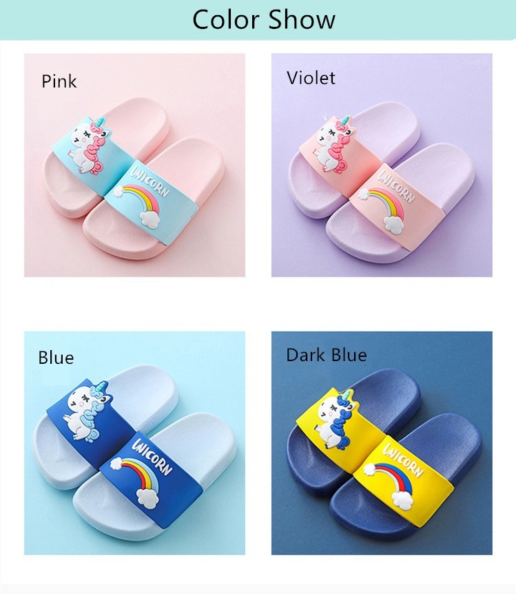 Rainbow Unicorn Slippers for Boys Girls Summer Kids Beach Shoes Baby Toddler Soft Indoor Slippers Children Sandals