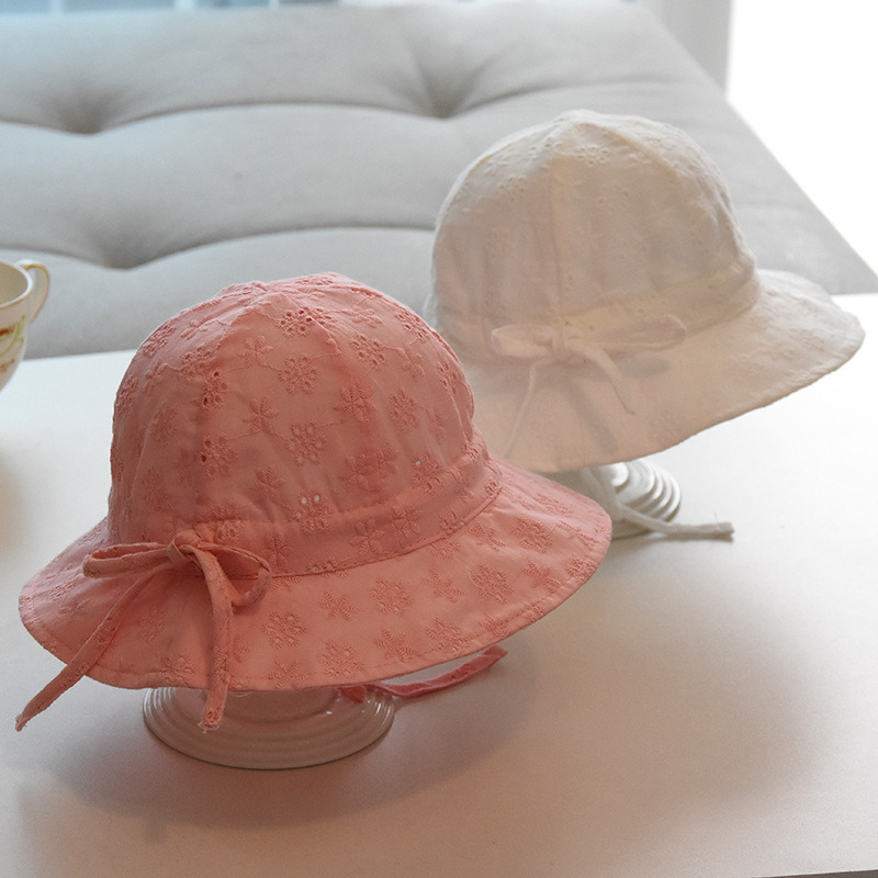Cotton Big Brimmed Hat Basin Hat Children Bow Fisherman Hat