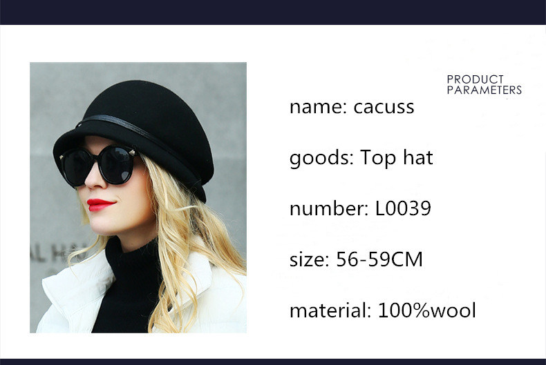 Custome Hat Ladys' Top Hat, 100% Wool Cap 6