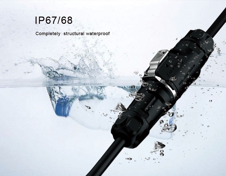 Waterproof IP67 3 Pin Waterproof Connector with Screw Locking Wire Design