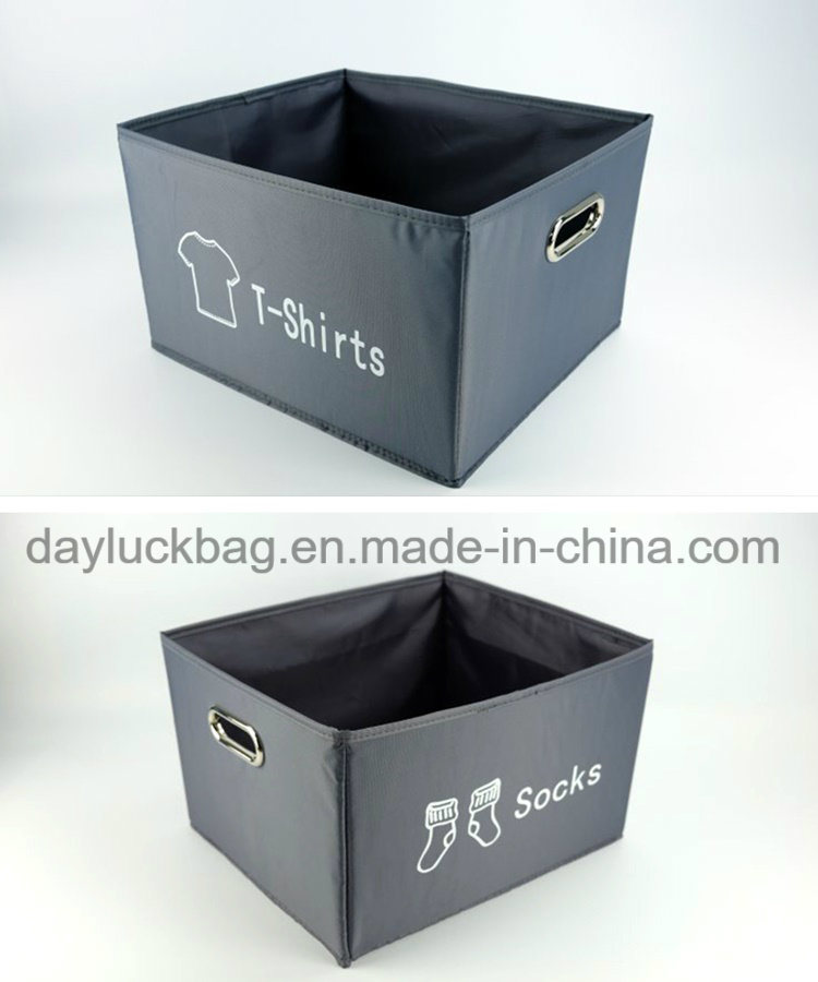Solid Grey Non Woven Foldable Fabric Cube Storage Box Basket