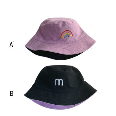 Children's Rainbow Fisherman Hat Spring and Summer Sun Hat Can Be Worn on Both Sides