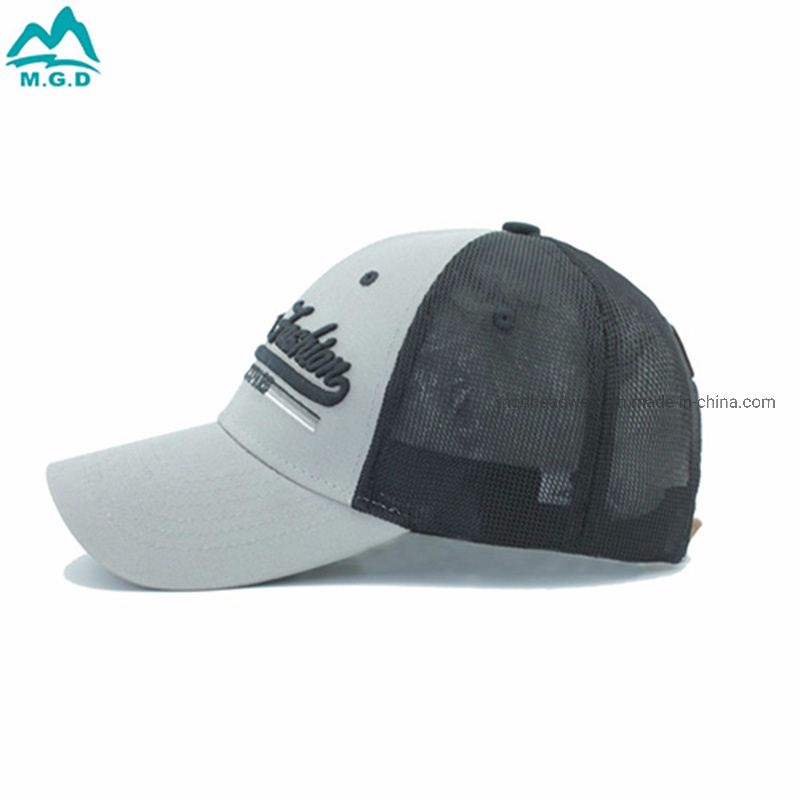 Wholesale 3D Embroidered Cotton Grey Trucker Hats Mesh Baseball Cap
