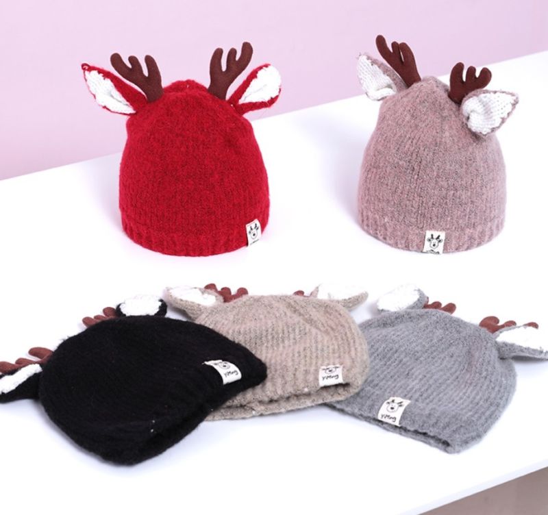 Christmas Anlters Wool Beanies Cute Children Kids Hats