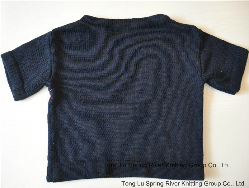 Short Sleeve Pure Color Knit Pullover Sweater for Babies