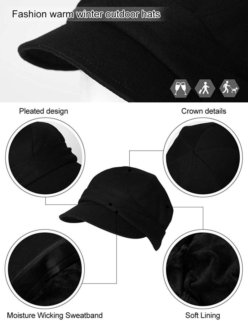 British Black Wool 8 Panel Girls Newsboy Cap Women IVY Cap Hats Custom Checked Winter Warm Beret Hats