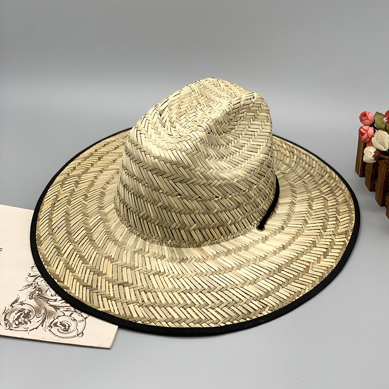 New Straw Hat Sun Hat Hollow Grass Beach Holiday Big Eaves Stick Cloth Straw Hat Foreign Trade Custom Processing Straw Hat