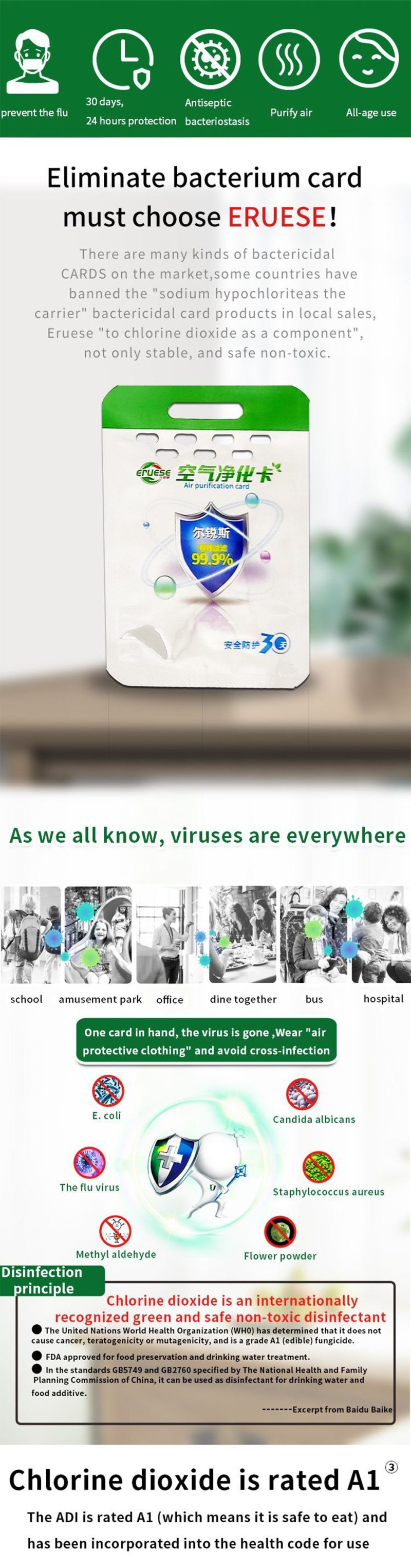 Portable Air Purification Antibacterial Disinfectant Card Protect Children and Students
