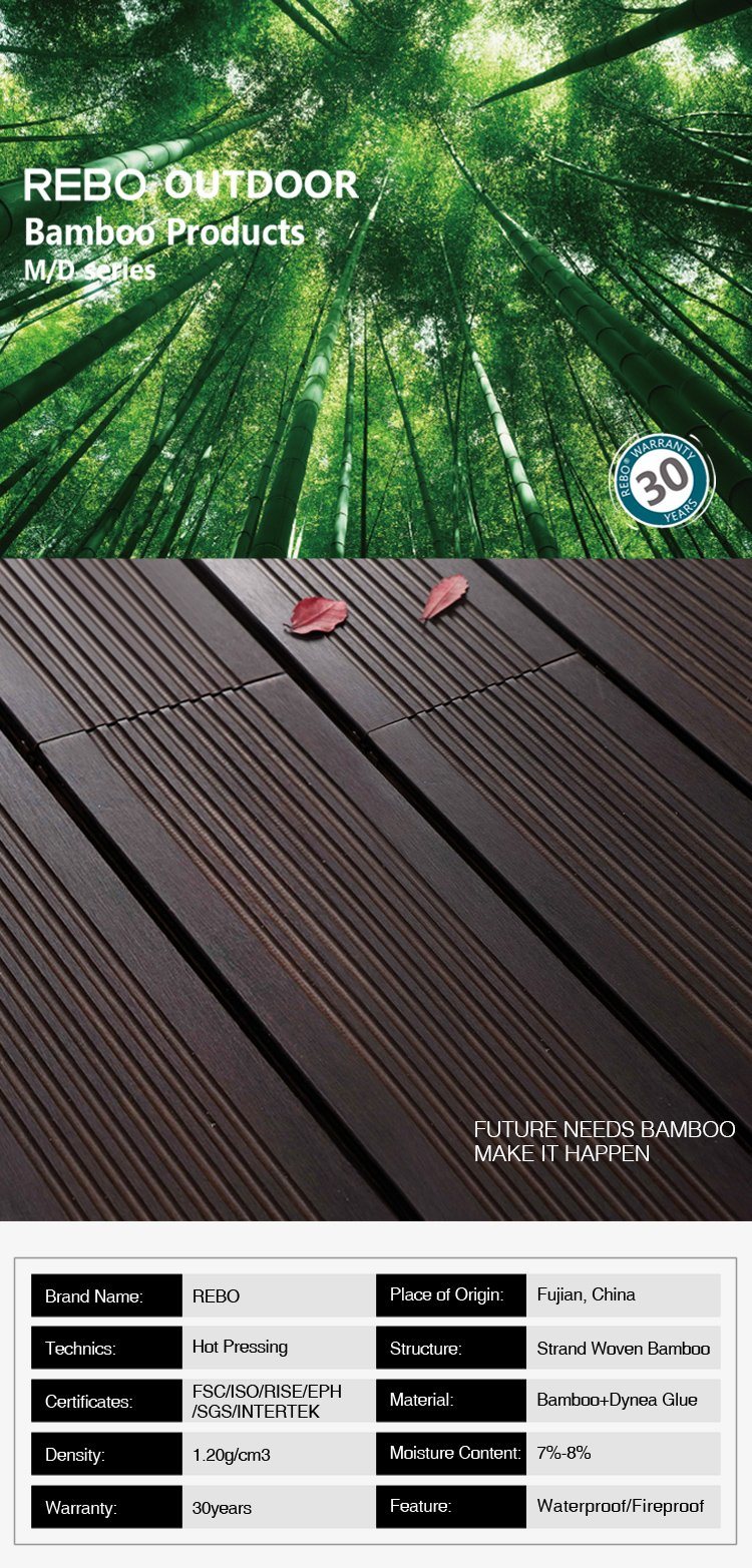 Waterproof Engineered Bamboo Wooden Distressed Flooring