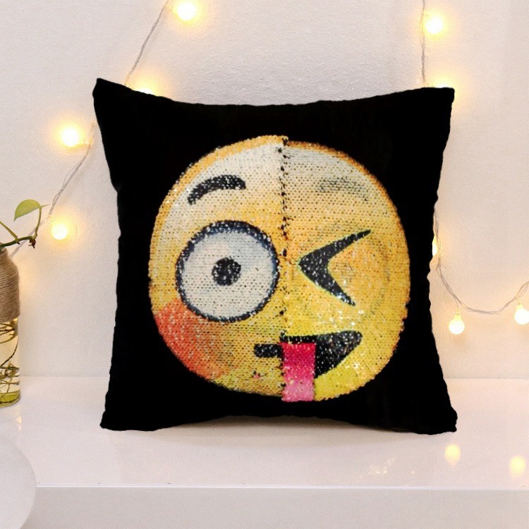 Funny Sequin Pillow Emoji Sequin Pillow