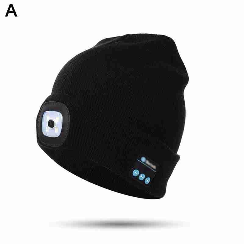 Winter Knitted Beanie Hat with Light Earphone Bluetooth LED Light Luminous Outdoor Mountaineering Handfree Music Headphone Hat