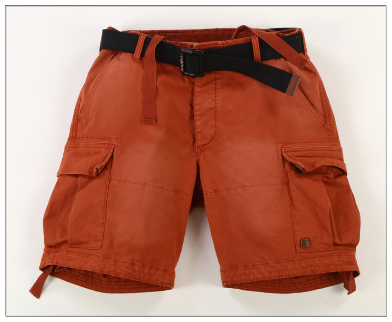 Cotton Twill Belted Cargo Short with Sand Blasting Effect
