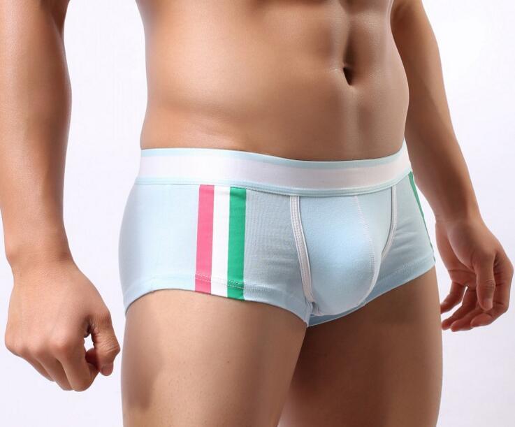 Men Striped Cotton Underwear Boxers Comfort Briefs Shorts for Man
