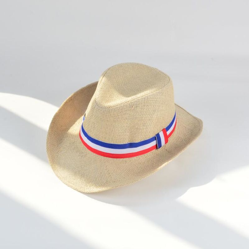 Summer Custom Logo Cowboy Panama Hat Straw Hat for Adults