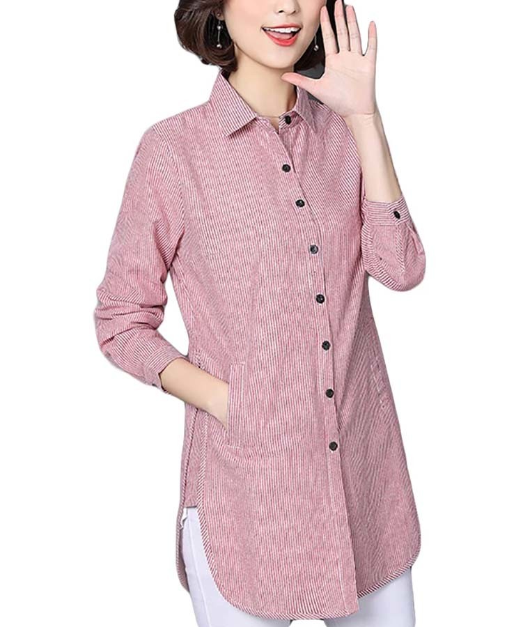 Women Striped Blouse Shirts Spring Autumn for Lady Work Tops