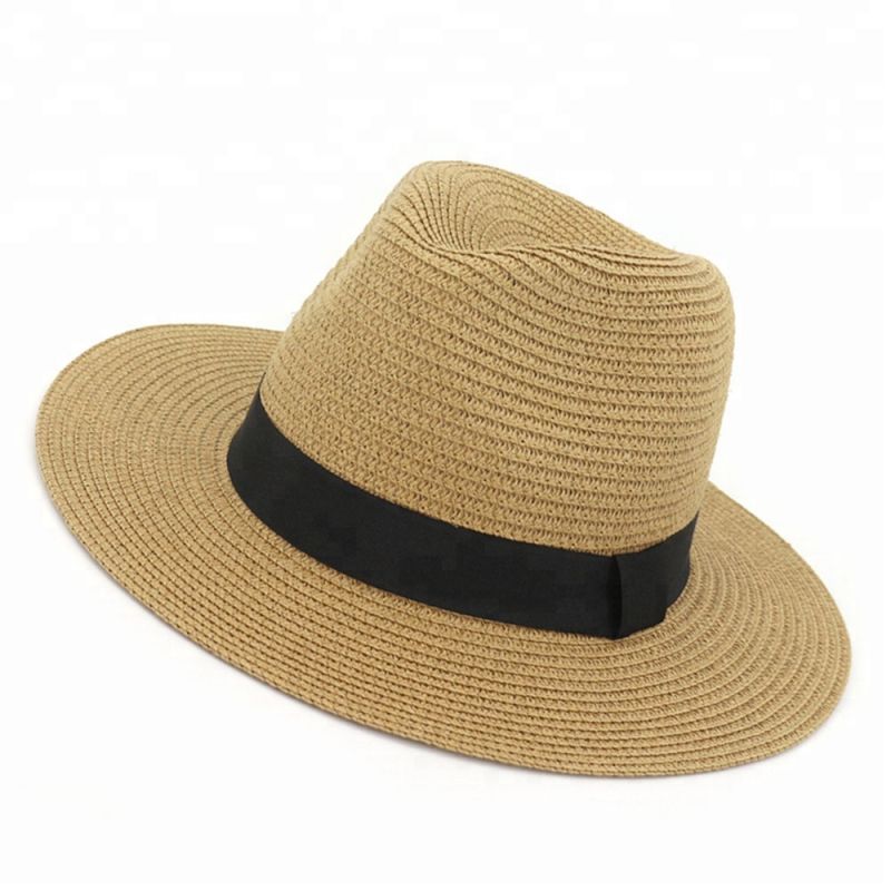 Custom Design Men's Beige Straw Leisure Hat for Beach