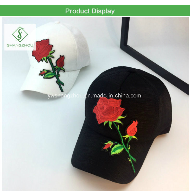 Newest Plain Rose Embroidery Baseball Cap Fashion Peaked Cap