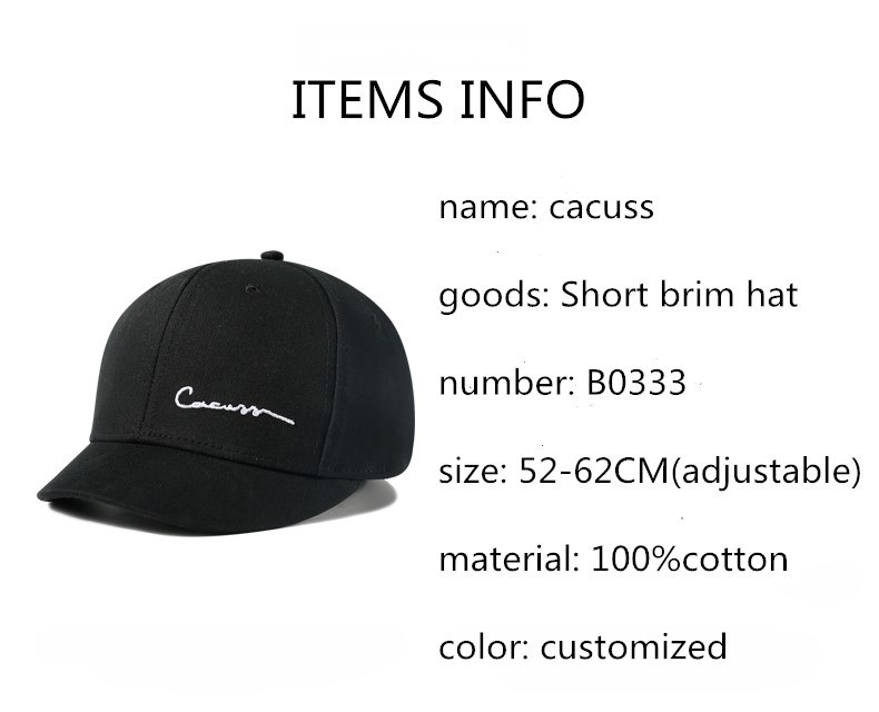 Custom Promotional Cotton Baseball Cap Hat Embroidery Golf Hat Fashion Short Brim Sport Cap