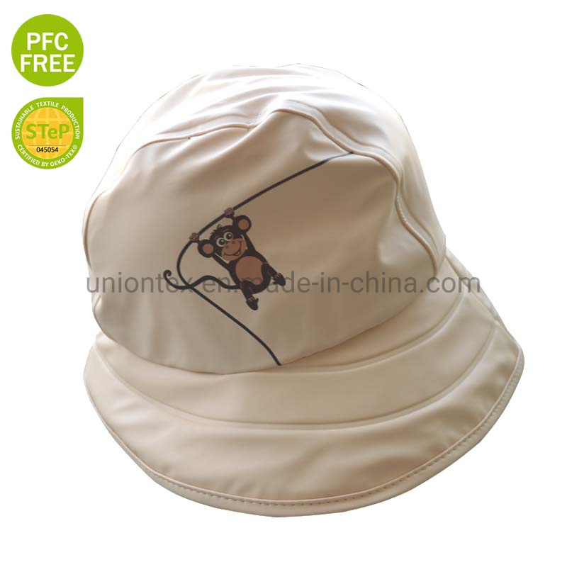 Winter Waterproof PU Rain Cap for Children Rain Hat Fisherman Hat with Fleece Lining