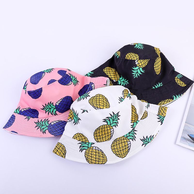 Cotton Fisherman Hat, Multicolor Sun Hat, Fruit Pattern Bucket Hat