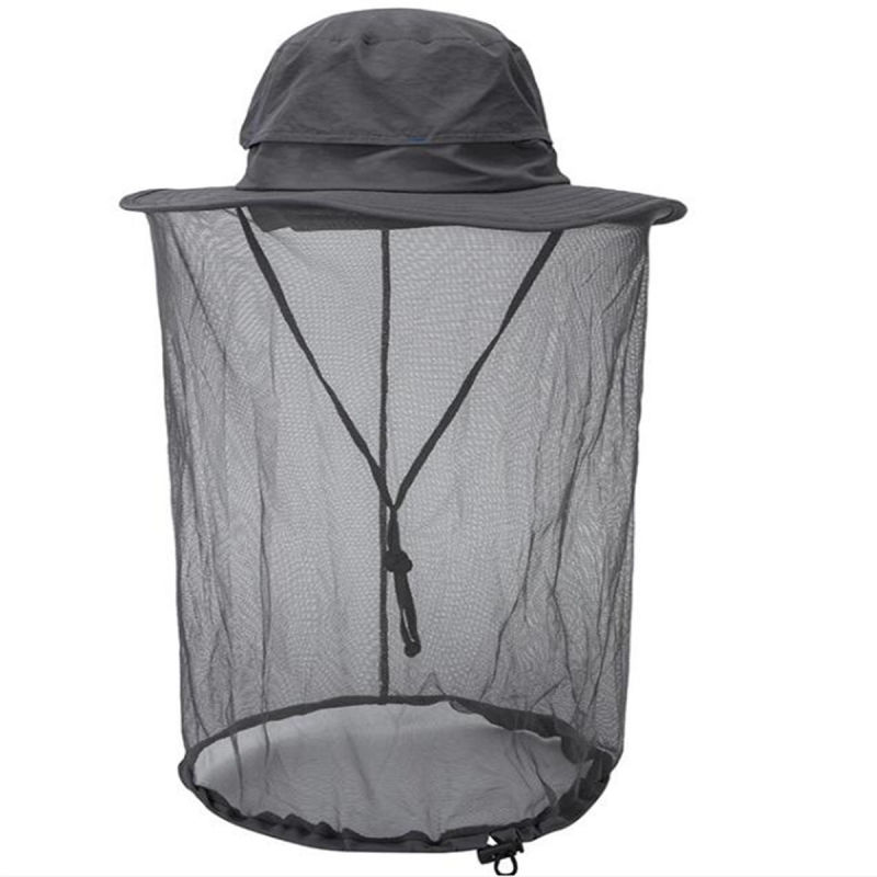 Outdoor Fishing Jungle Bucket Hat Cap with Mosquito Net