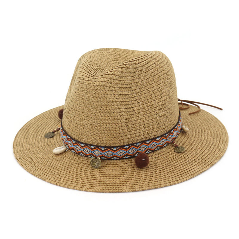 Beach Straw Hat with Band for Women Straw Fedora