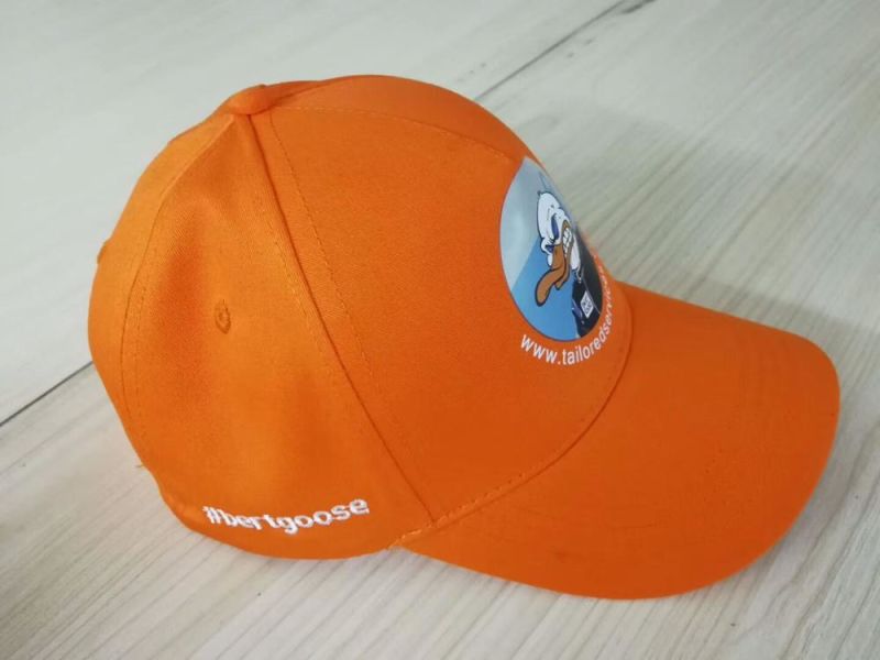 Orange 5 Panel Promotion Cheap Customized Logo Printed Baseball Cap