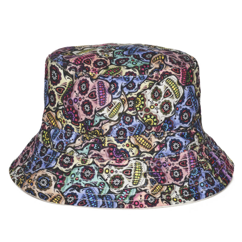 Autumn and Winter New Fashion Reversible Multicolor Skull Bucket Hat Corduroy Fisherman Hat Woman