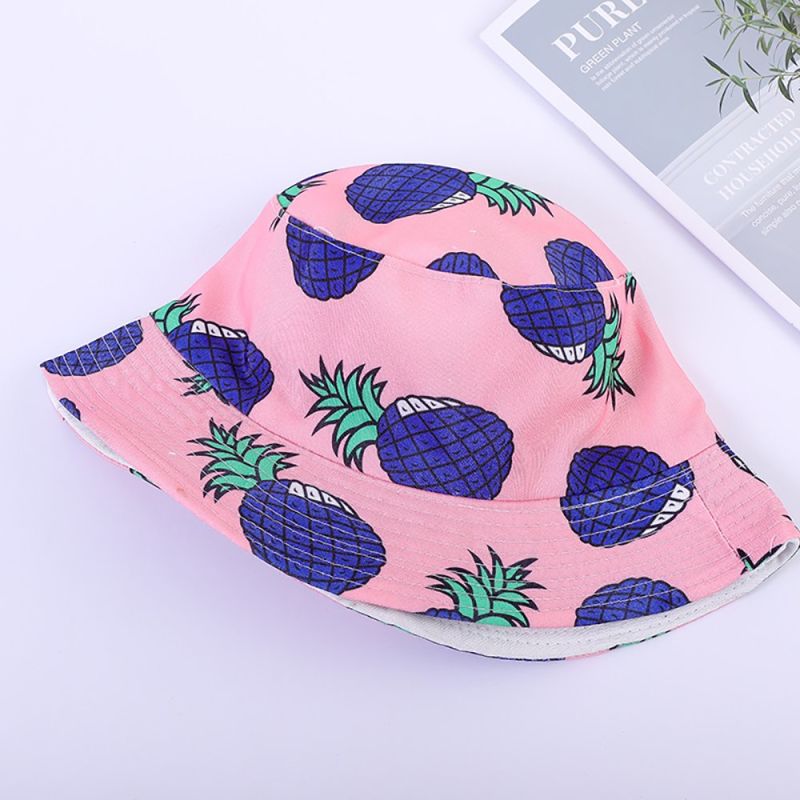 Cotton Fisherman Hat, Multicolor Sun Hat, Fruit Pattern Bucket Hat